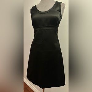Tory Burch Black Satin Cocktail Midi Dress Fitted